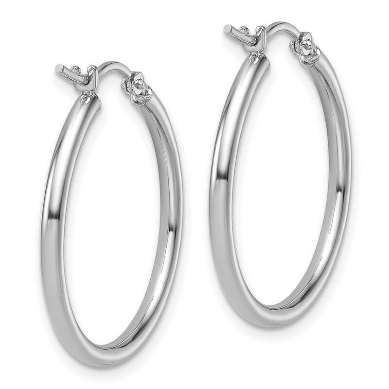 Curata 14k White Gold Polished 2x25mm Classic Hoop Earrings