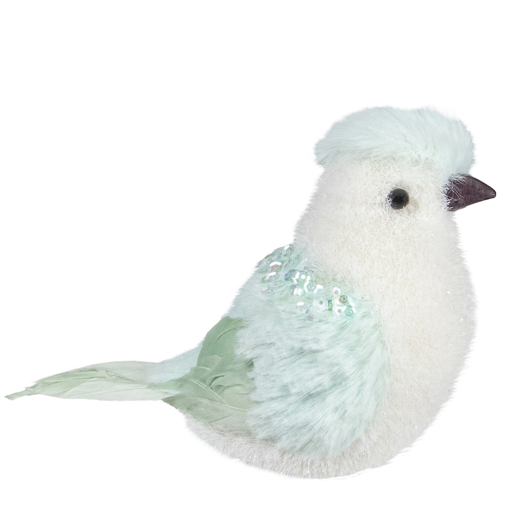 4.25" Light Green Table Top Christmas Bird with Sequins