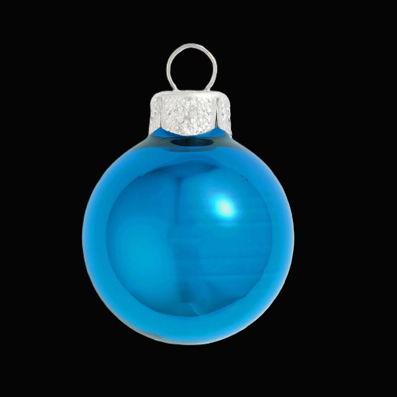 Shiny Finish Glass Christmas Ball Ornaments 1.25" (30Mm) Blue 40Ct