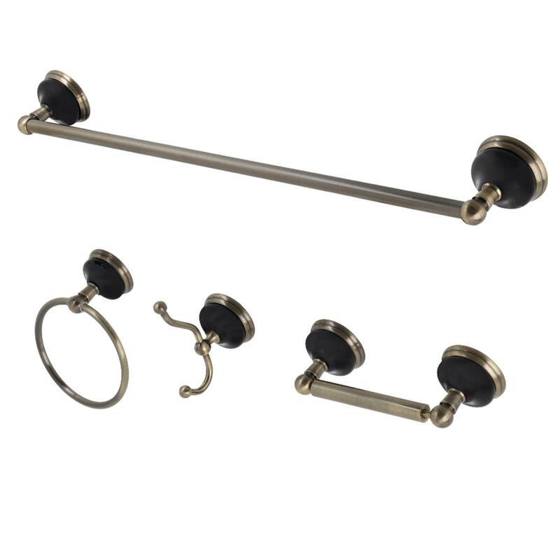 Kingston Brass Water Onyx 4 Piece Bathroom Package with 18" Towel Bar,