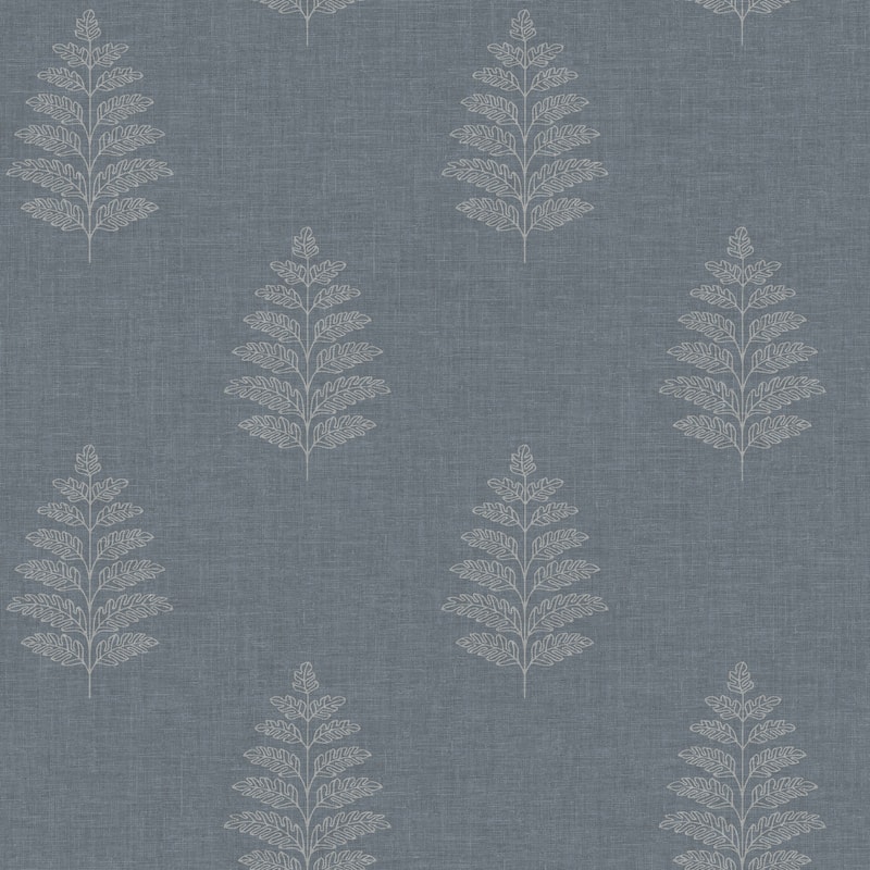 Chesapeake Frond Denim Leaf Wallpaper