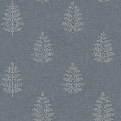 Chesapeake Frond Denim Leaf Wallpaper