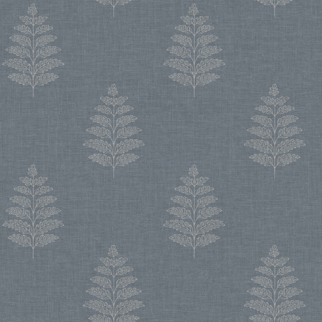 Chesapeake Frond Denim Leaf Wallpaper