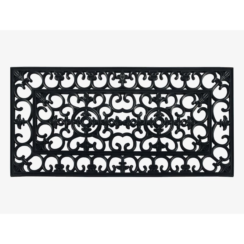 A1HC First Impression Natural Rubber Durable Attractive Entry Doormat - 24"X48" - Black Estate