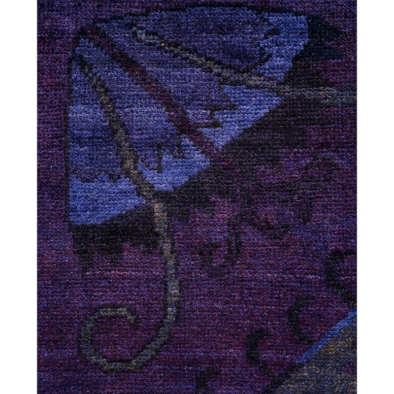 Overdyed One-of-a-Kind Hand-Knotted Square Area Rug - Purple - 5' 1" x 5' 3"