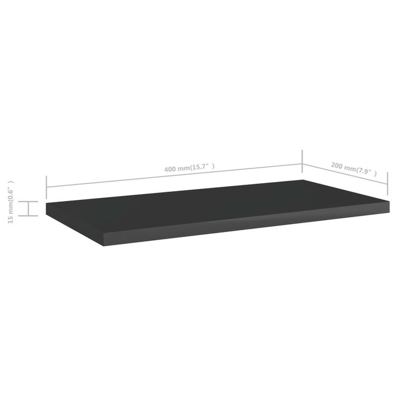 vidaXL Bookshelf Boards 8 pcs High Gloss Black 15.7"x7.9"x0.6" Chipboard