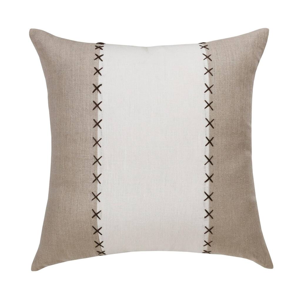 Handwoven Patchwork Square Throw Pillow - 20" - Gray and Tan Brown