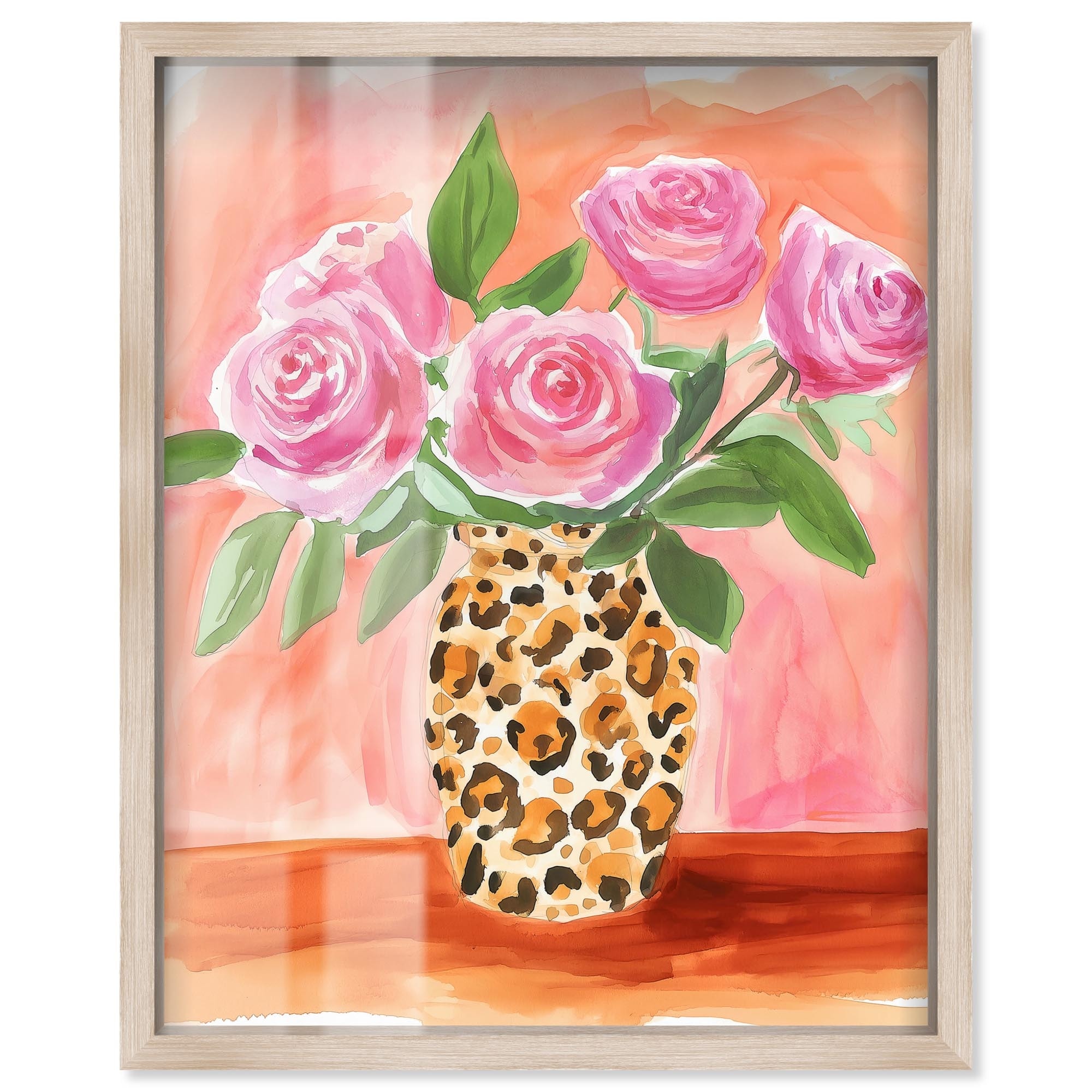 Roses in Leopard Fashion Art Shadowbox Print by Art Remedy