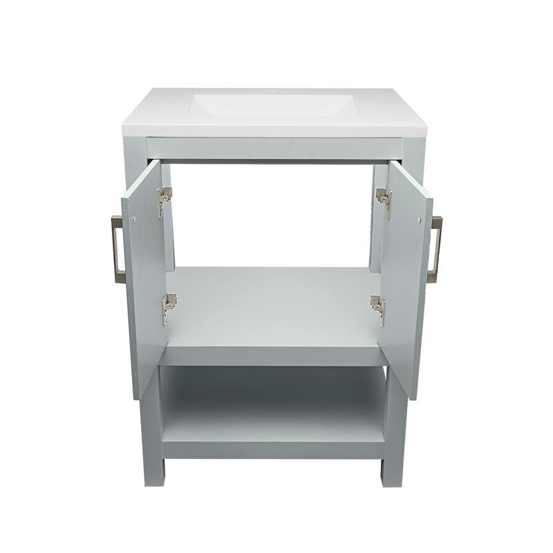 Taos 25 in. W x 19 in. D x 36 in. H Bath Vanity in with White Cultured Marble Top Single Hole