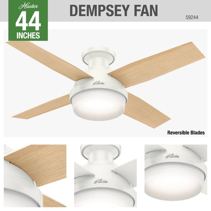 Hunter Fan Dempsey 44-inch Low-profile Reversible Blades Ceiling Fan