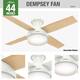 Hunter 44" Dempsey Low-profile Ceiling Fan with LED Light Kit, Handheld Remote