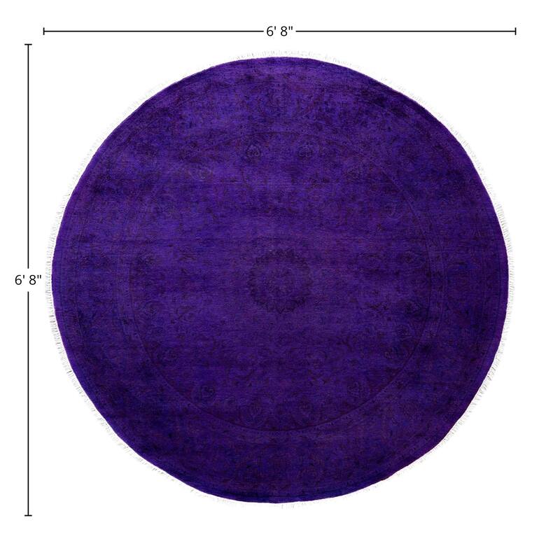 Overdyed One-of-a-Kind Hand-Knotted Area Rug - Purple - 6' 8" x 6' 8"