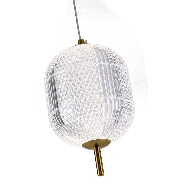 1-Light Brass Dimmable LED Single Pendant With A Clear PC Shade