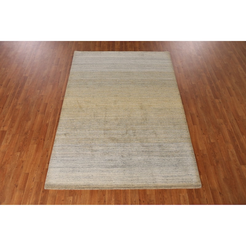 Contemporary Modern Indian Area Rug Stripe Hand-Tufted Wool Carpet - 5'3" x 7'7"