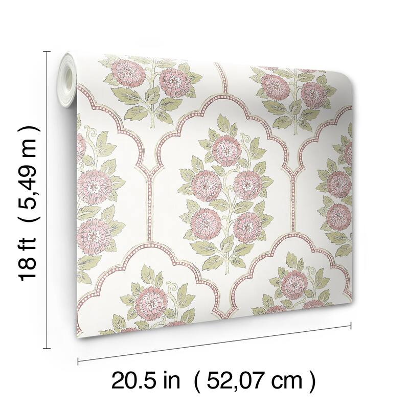 Society Social Floral Bazaar Rose Water Peel and Stick Wallpaper