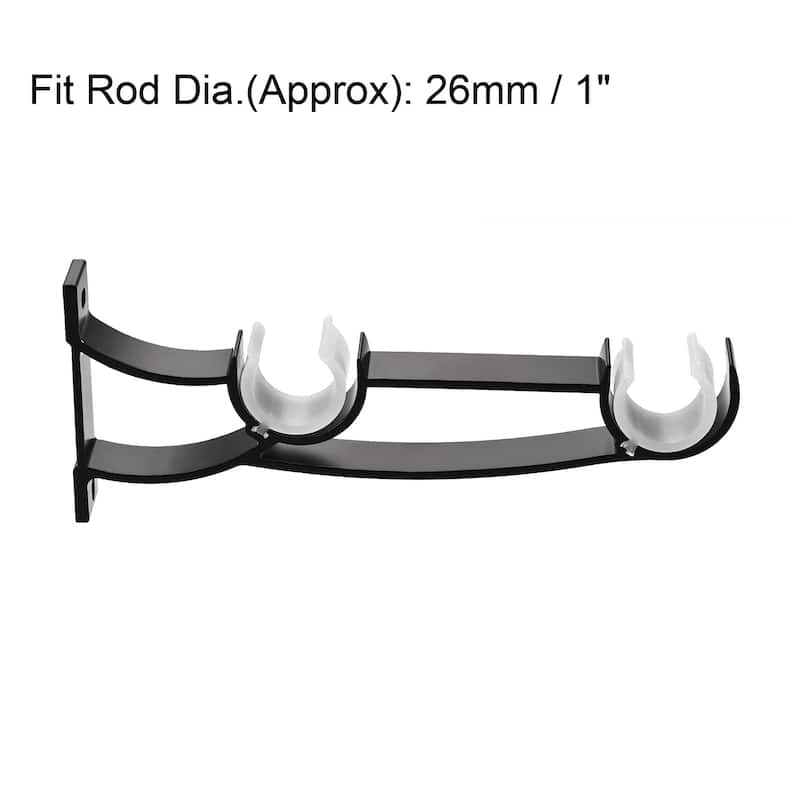 Curtain Rod Bracket, 2pcs Fit 1" Dia. Rod Holder 7.5" Matte Black - Matte Black