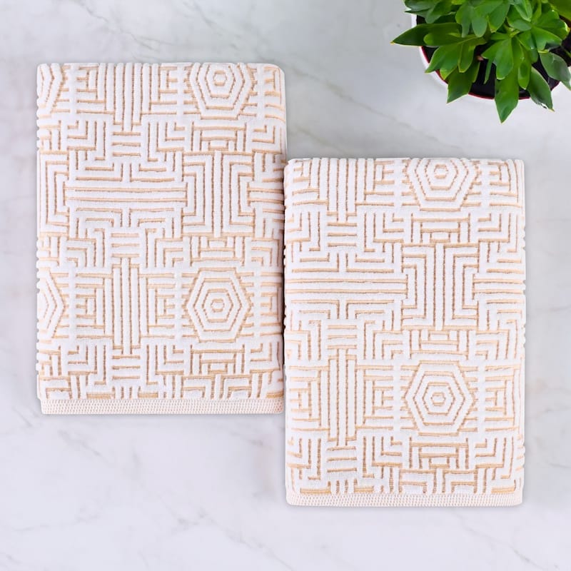Superior Jasper Cotton Modern Geometric Jacquard Bath Sheet Set of 2