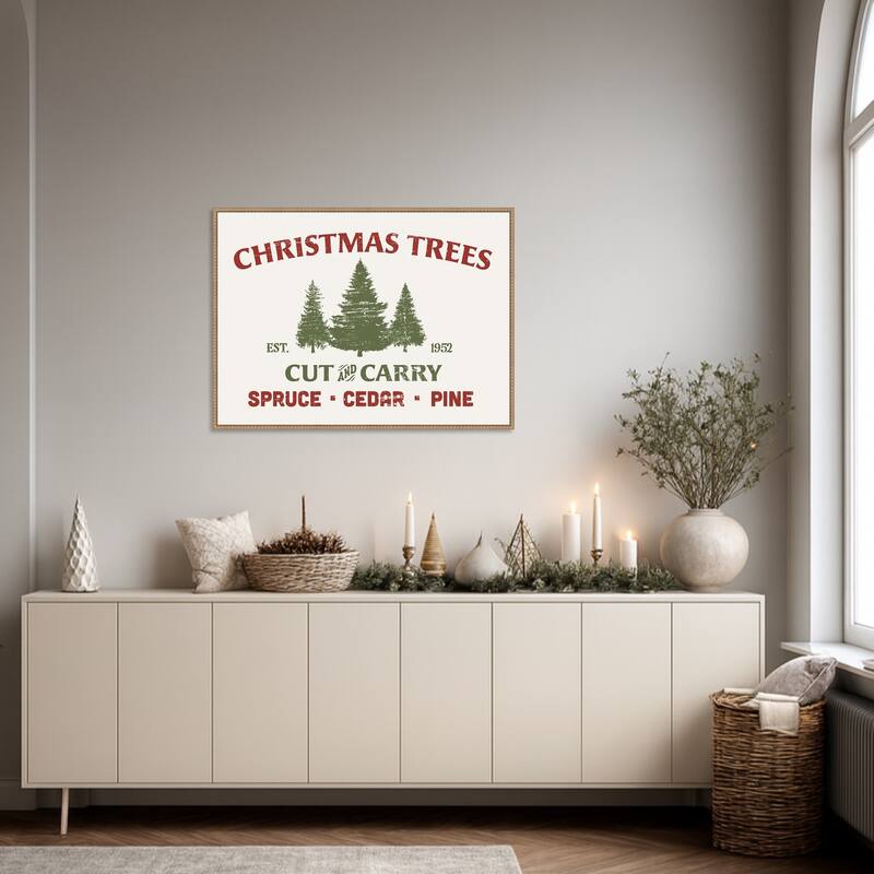 Christmas Farm Sign I by Victoria Barnes Framed Canvas Wall Art Print