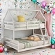 preview thumbnail 2 of 16, Separate Bunk Bed,Two Separate Beds,Twin over Full House Bunk Bed with Built-in Ladder