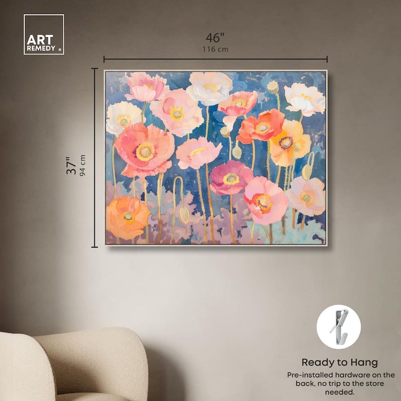 Pastel Poppies Canvas by Art Remedy