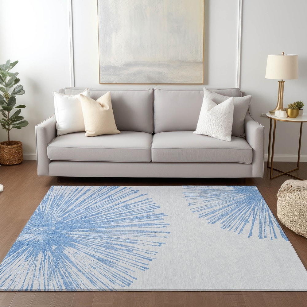 Machine Washable Indoor/ Outdoor Chantille Contemporary Burst Rug