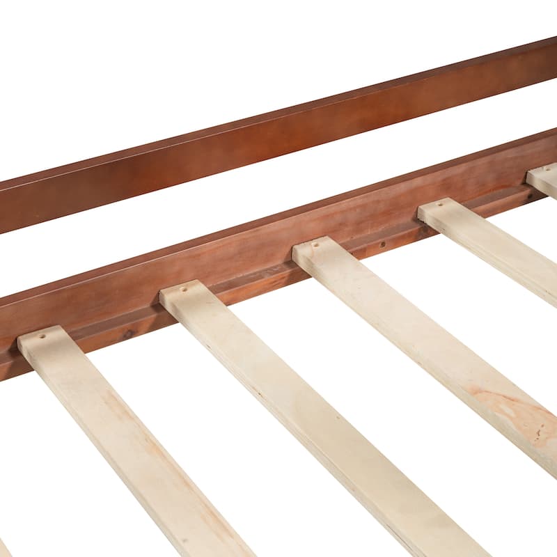 Twin Size House Loft Bed with Storage Drawers, Solid Wood Low Bed Frame with Roof & 2 Windows