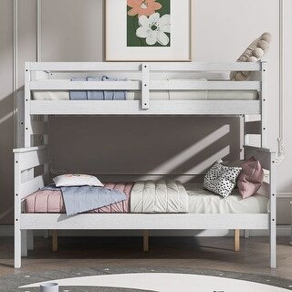 Twin Over Full Bunk Bed with Ladder - Sturdy Wood Frame - Bed Bath ...
