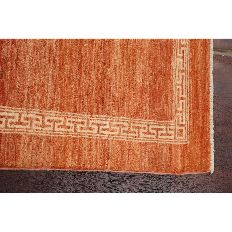 Geometric Bordered Gabbeh Kashkoli Runner Rug Hand-knotted Wool Carpet - 2'5" x 4'8"
