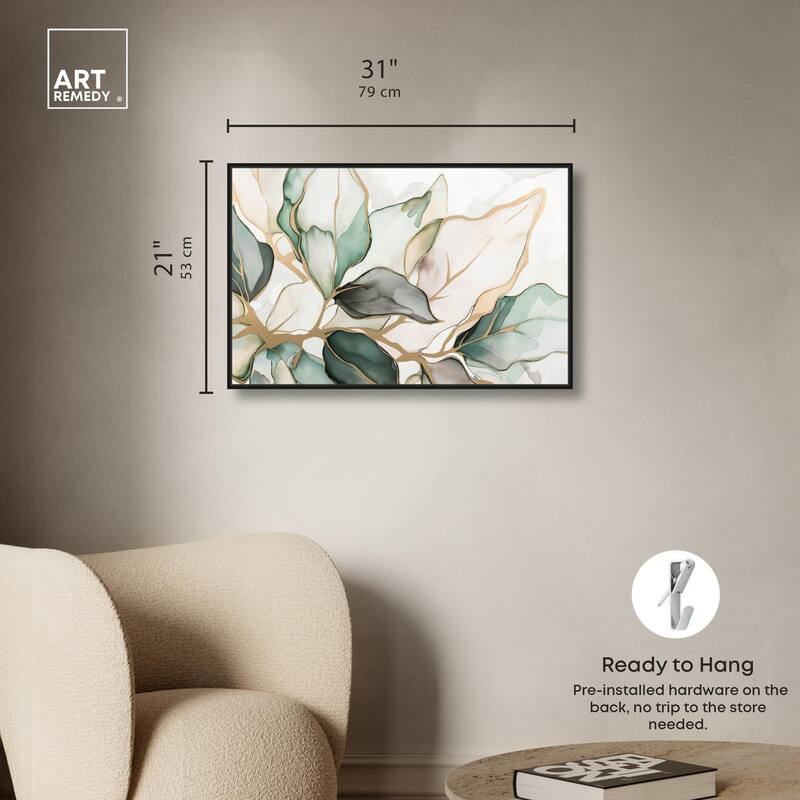 Golden Veined Leaves II Canvas by Art Remedy