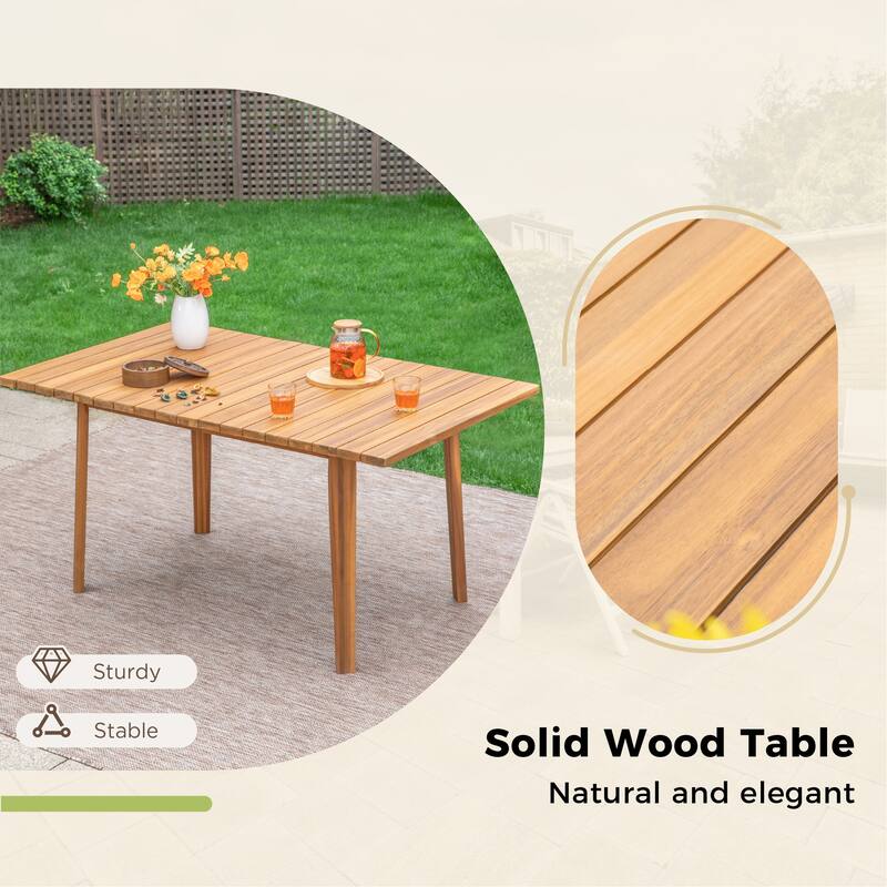 MAISON ARTS 5/7/9-Piece Acacia Wood Outdoor Dining Set, Teak Wooden Table & Dining Chairs with Wicker Seat and Back