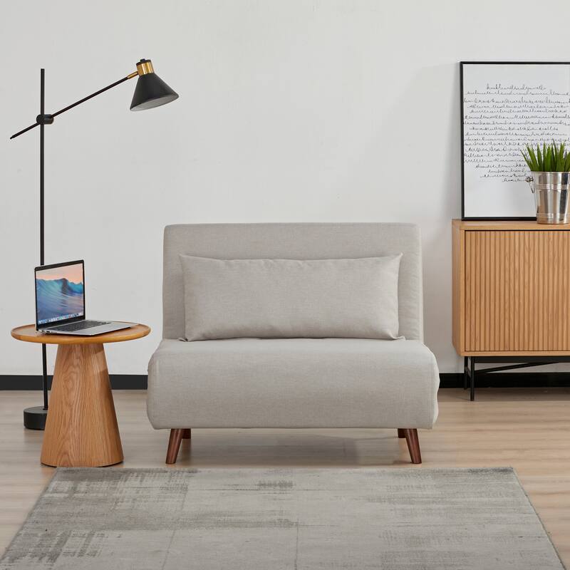 Tustin Upholstered Convertible Lounge/ Sleeper Chair - Beige - Twin