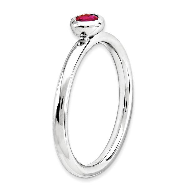 4mm July Birthstone Ruby Sterling Silver Stacking Ring