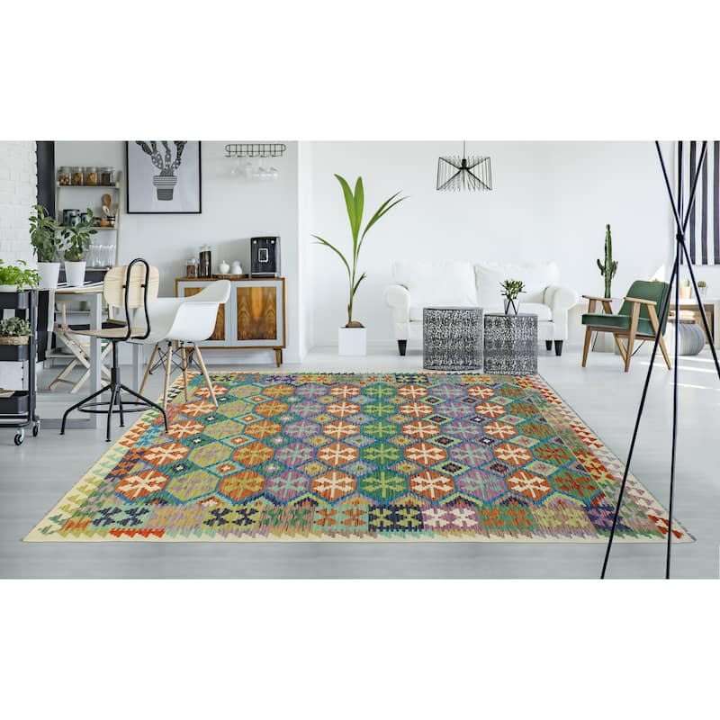 Flatweave Nkosazan Rust/Blue Rug - 6'6" x 9'9"