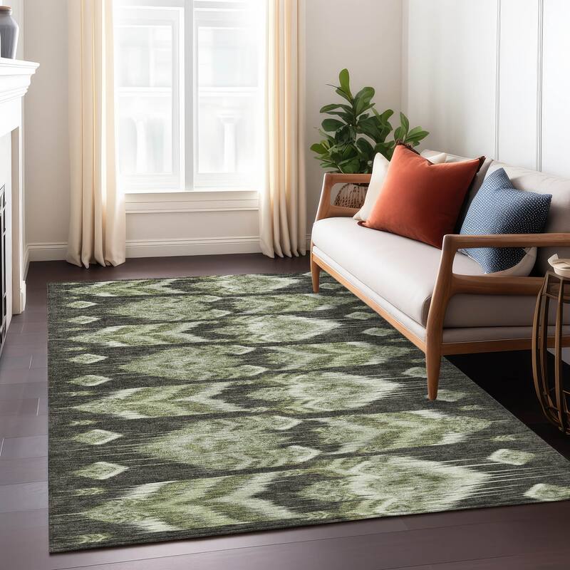 Machine Washable Indoor/ Outdoor Chantille Abstract Boho Rug