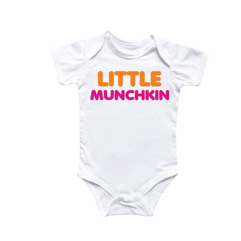 Little Munckin Donut - Baby Boy Girl Clothes Infant Bodysuit Funny Cute Newborn - White - 0-3M