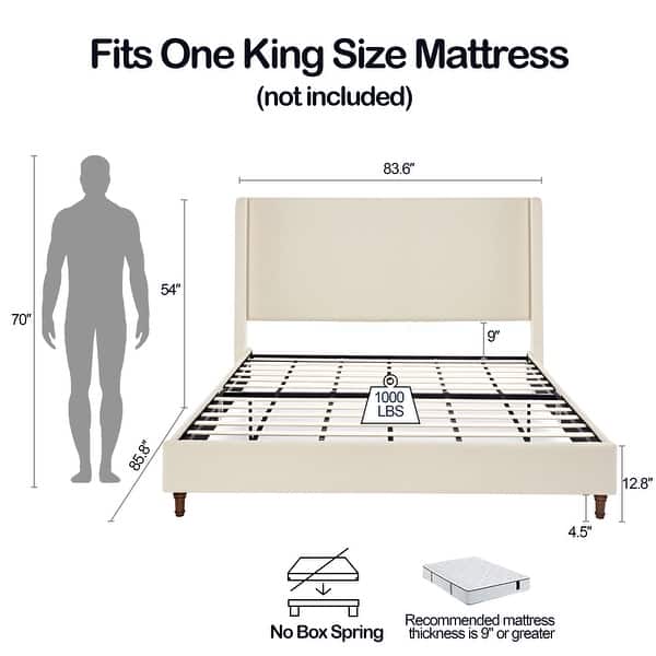 dimension image slide 14 of 27, Harper Tall Headboard Upholstered Bed