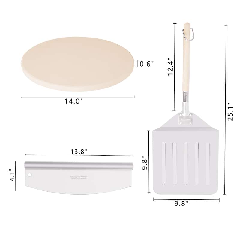 Royal Gourmet 3-Piece Pizza Set, 14-Inch Round Pizza , Peel/Shovel and Cutter, Baking Tools