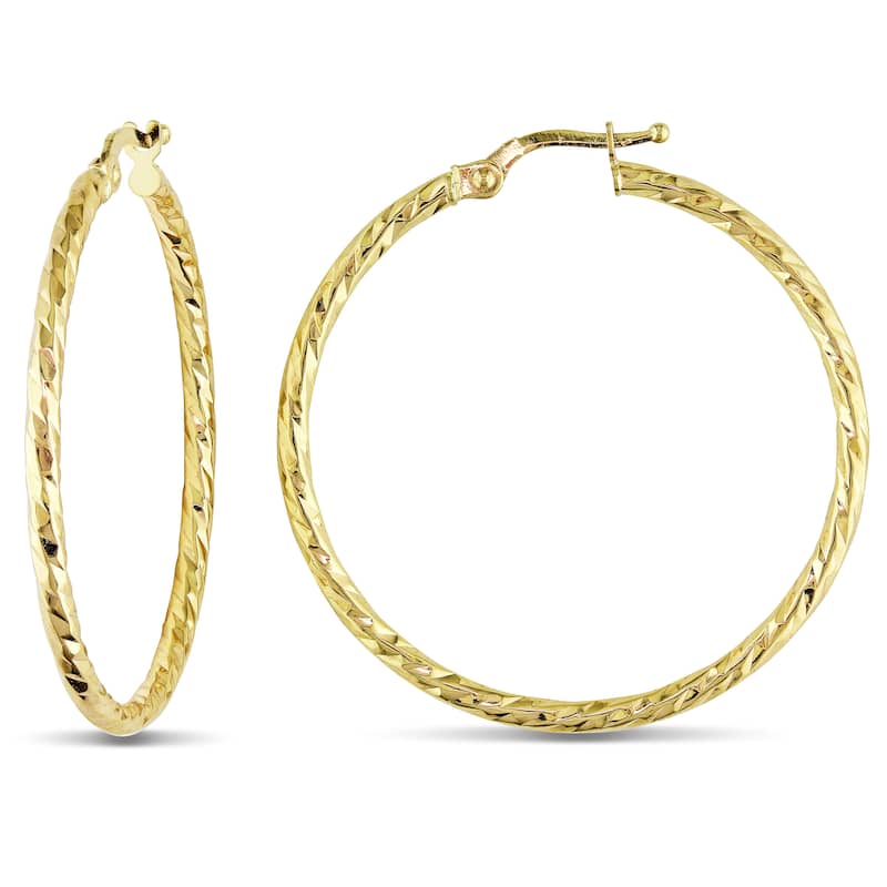 Miadora 35mm Diamond-Cut Hoop Earrings in 10k Yellow Gold