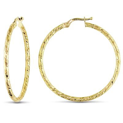 Miadora 35mm Diamond-Cut Hoop Earrings in 10k Yellow Gold
