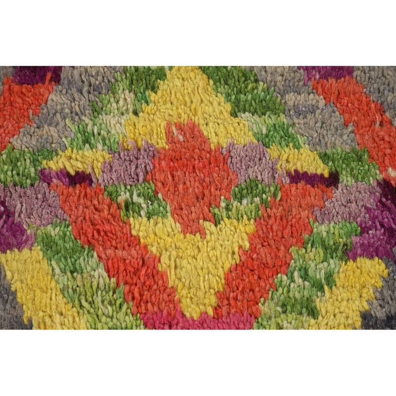 Geometric / Moroccan Oriental Area Rug Hand-Knotted Wool Carpet - 7'10" x 10'8"