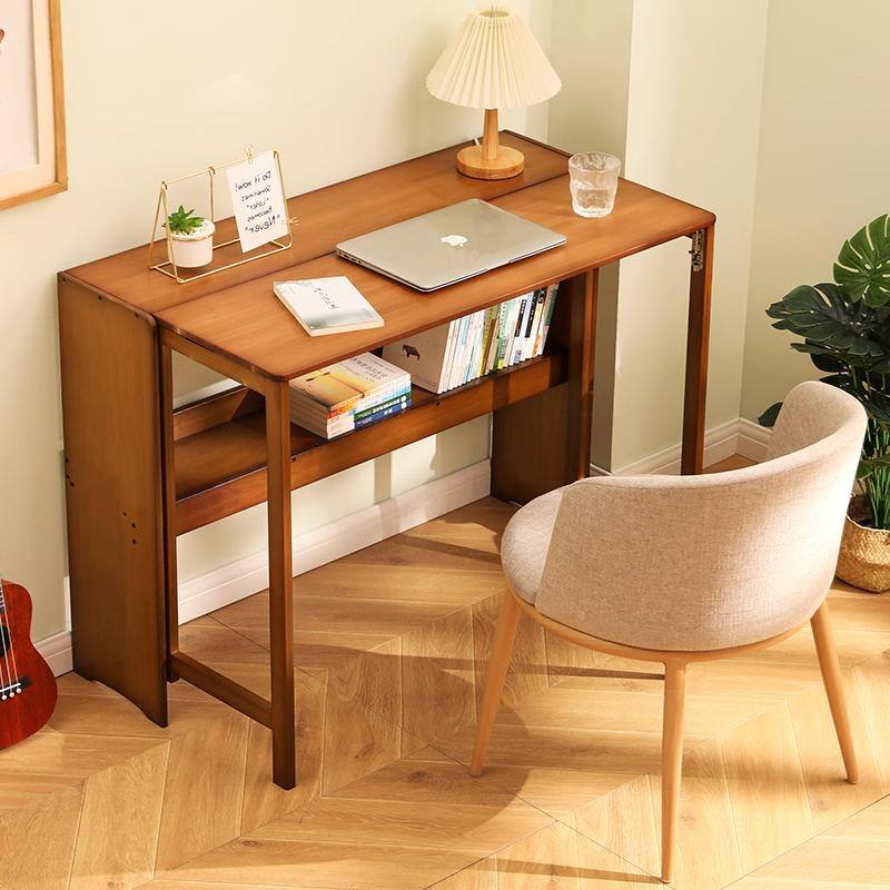 Bamboo Folding Desk,Space-Saving Computer Desk for Small Spaces, Foldable Study Table for Bedroom, Home Office, Dorm