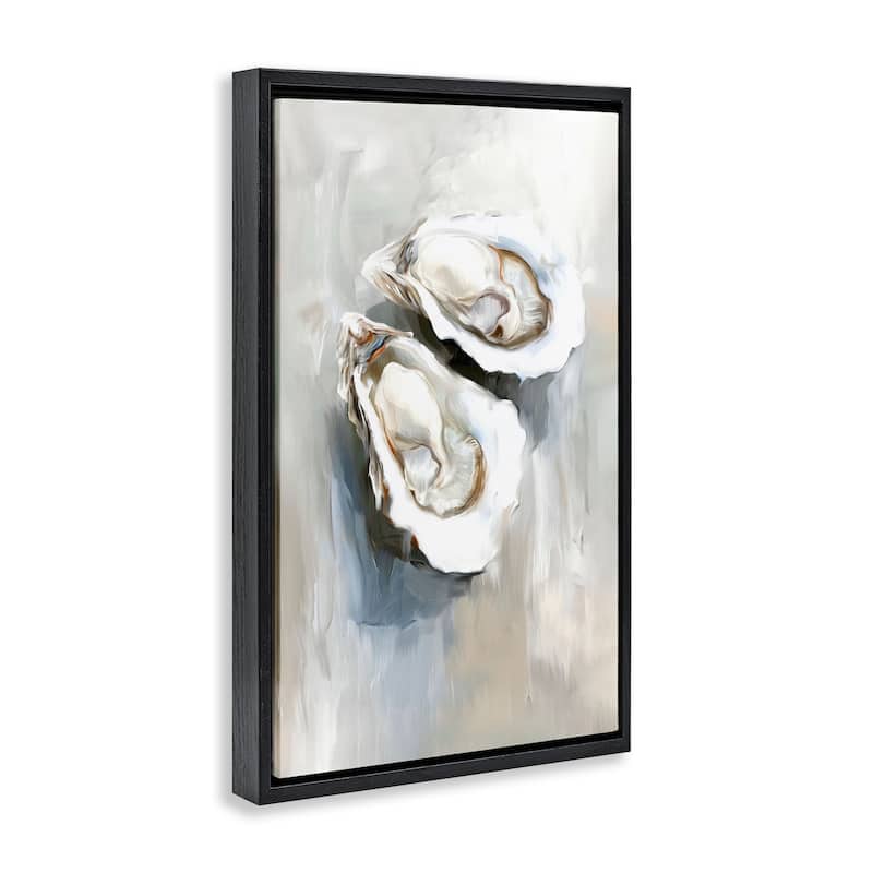 Stupell Two Oysters Seashell Mirage Framed Floater Canvas Wall Art Design By Ramona Murdock