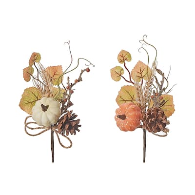 Pumpkin And Pinecone Pick - Set of 6