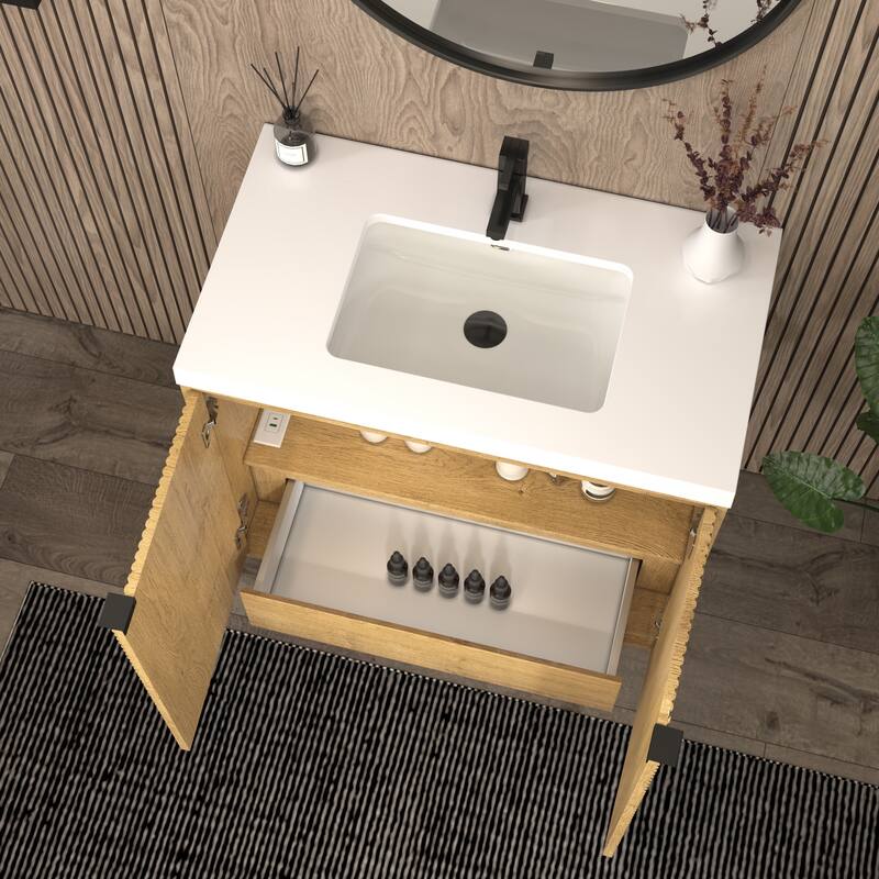 Milano 36" Freestanding Bathroom Vanity with White Acrylic Sink