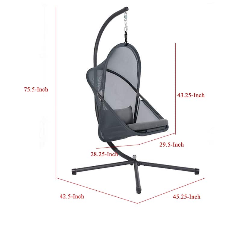 Cery Outdoor Egg Swing Chair, Foldable Stand, Dark Gray Cushion