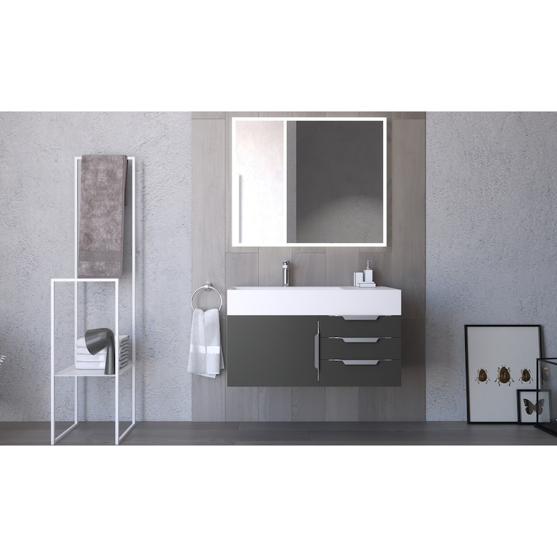 Amazon 36" Wall Mounted Bathroom Vanity Set w/ White Top