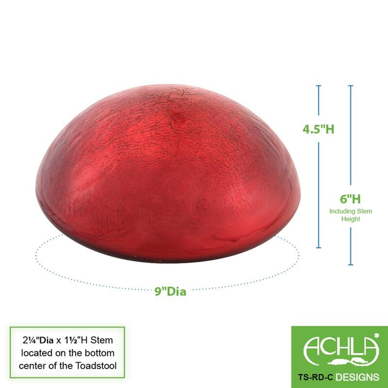 Achla Designs Glass Toadstool Gazing Globe Ball, 9 Inch Diameter