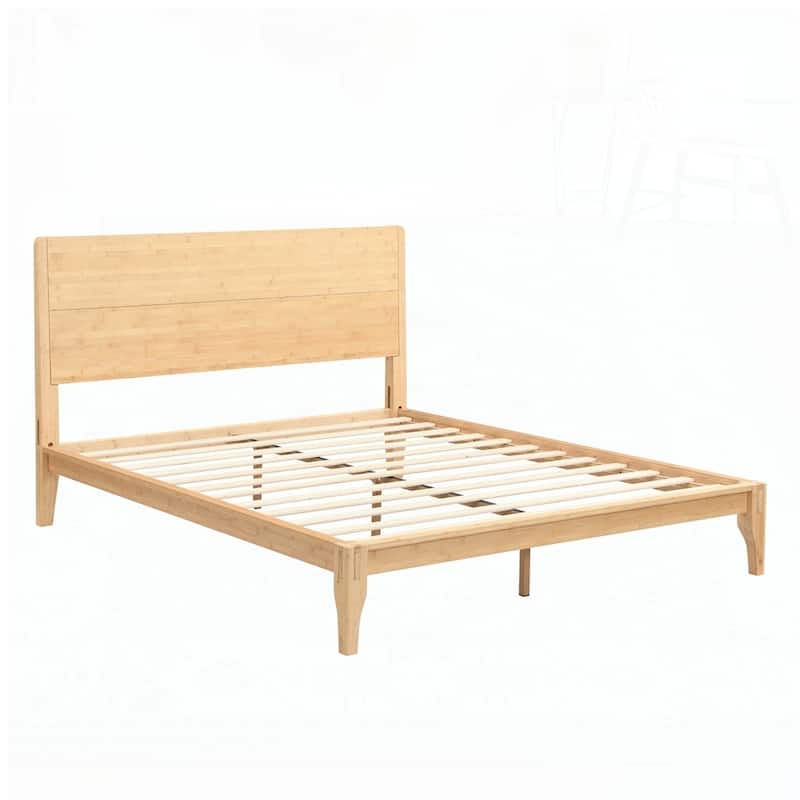 Bamboo Wood Platform Bed with Wood Slat Support