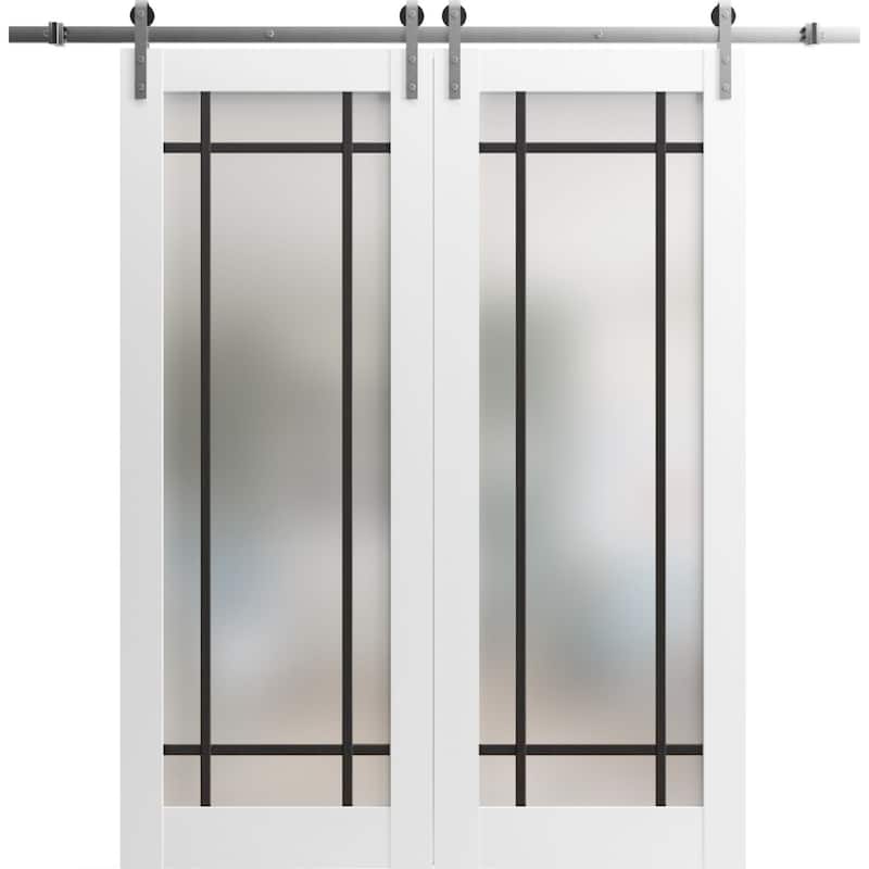 Sturdy Double Barn Door 36 x 80 Planum 2112 White Silk 13FT - White - 56" x 84" ( 2* 28x84)