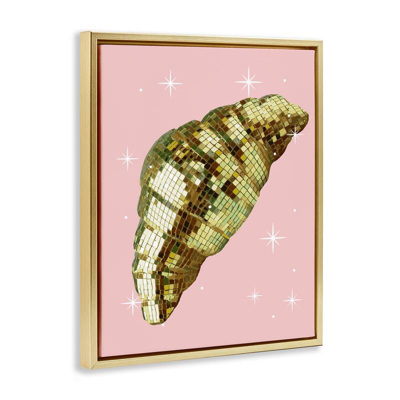 Stupell Luminous Disco Croissant Framed Floater Canvas Wall Art Design By Lil' Rue